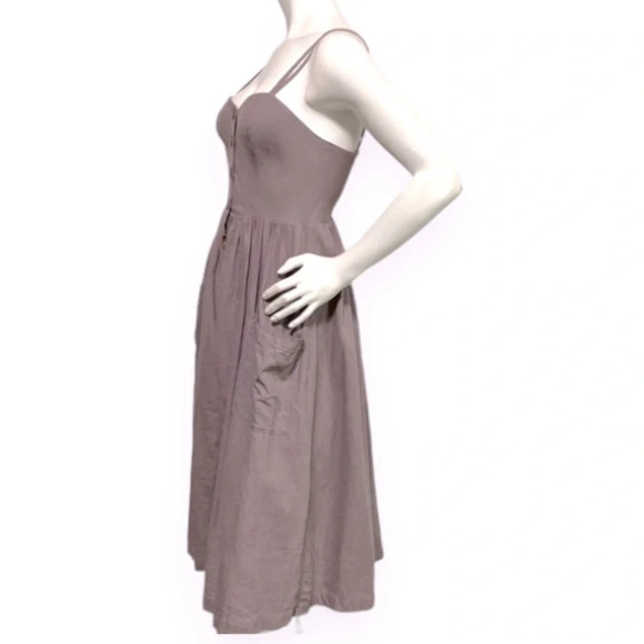 Cooperative Linen Blend Taupe Sleeveless Midi Dress Size S - Picture 4 of 7